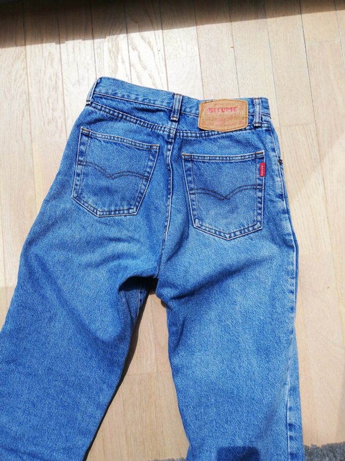 Jeans denim Vintage bleu clair coupe droite bitume taille 40 coton - photo numéro 12