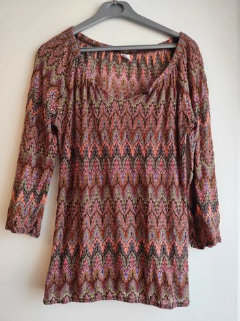 Blouse multicolore à trous style crochet taille 2 Camaïeu