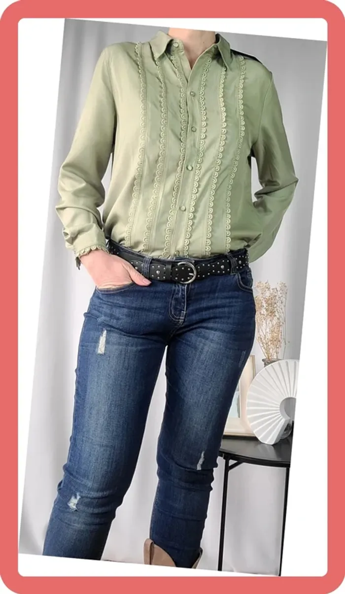 Chemise en tencel et dentelle, Taille S, NEUVE avec étiquette - photo numéro 3