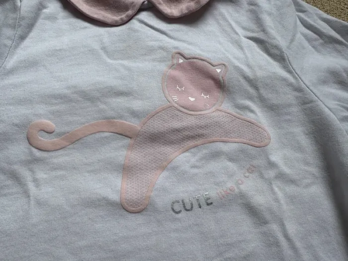 Pyjama 2 pièces blanc rose chat Obaibi 36 mois - photo numéro 3