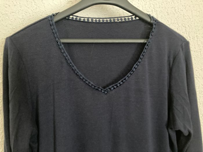 Tee-shirt bleu marine manches 3/4 - photo numéro 2