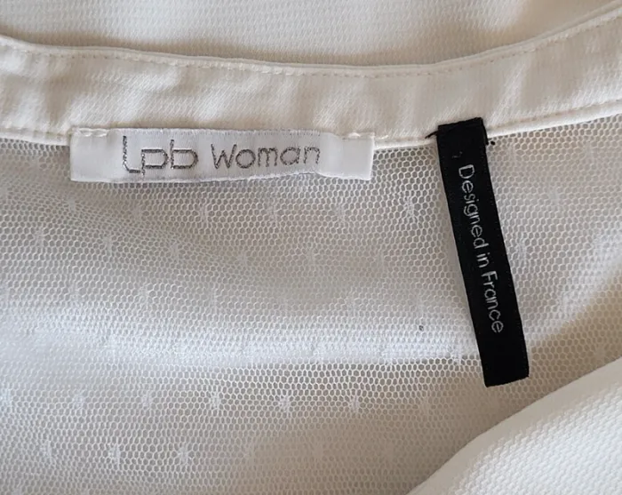 Blouse écrue manches longues détail voile et dentelle Taille M ou 38 - photo numéro 8