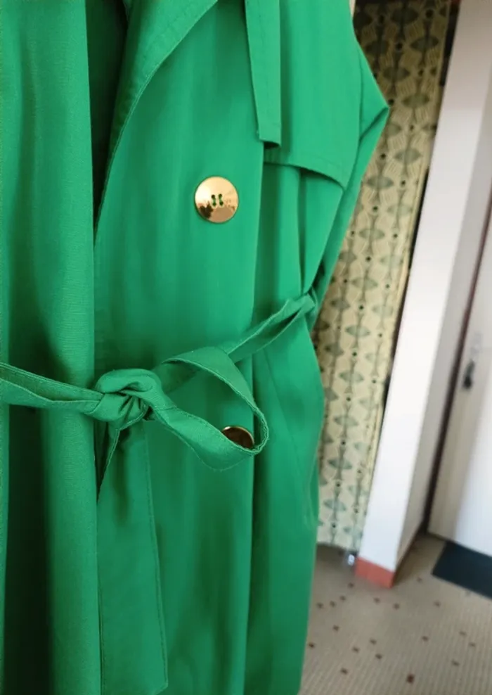 Veste trench verte vintage boutons dorés - photo numéro 3