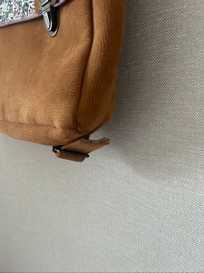 Cartable en simili cuir camel et Liberty - photo numéro 6
