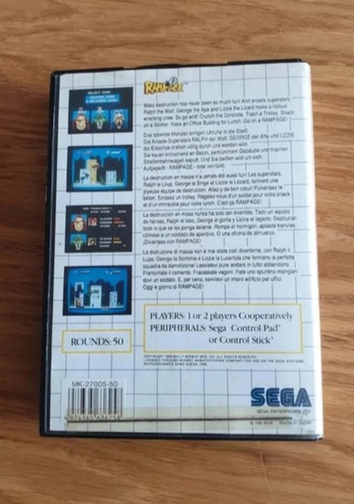 Rampage / jeu SEGA Master System / Midway - Activision / 1988 complet - photo numéro 2