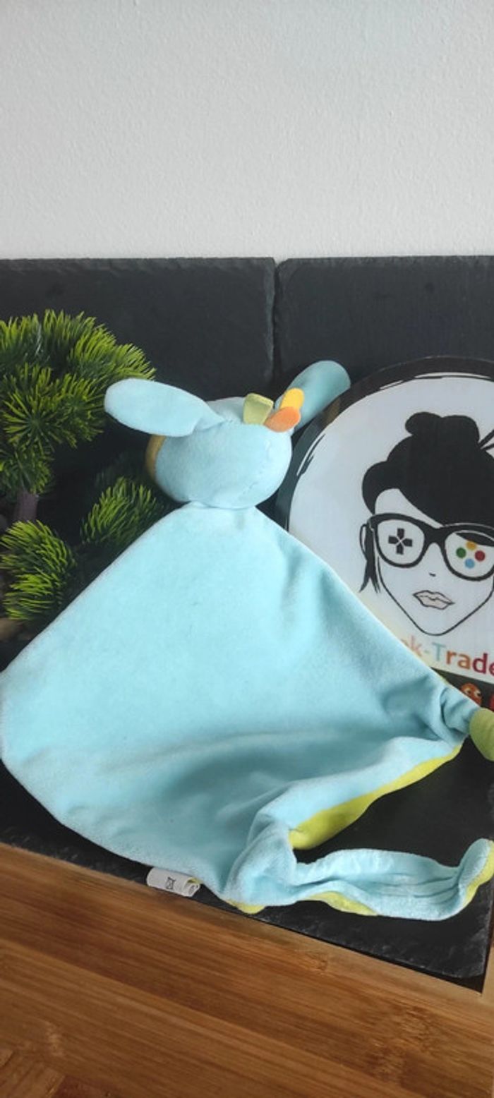 Doudou chien bleu vert Tollkühn Shoppartner empreinte noeud grelot jaune orange - photo numéro 2