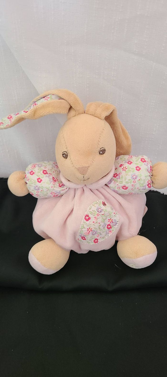 Kaloo collection Liberty doudou lapin rose vert fleur