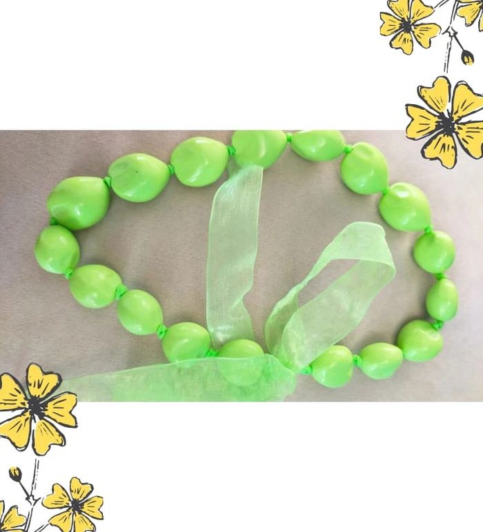 Collier vintage perles vert pistache et ruban organza – A nouer _ Collection Émeraude Urbaine - photo numéro 9