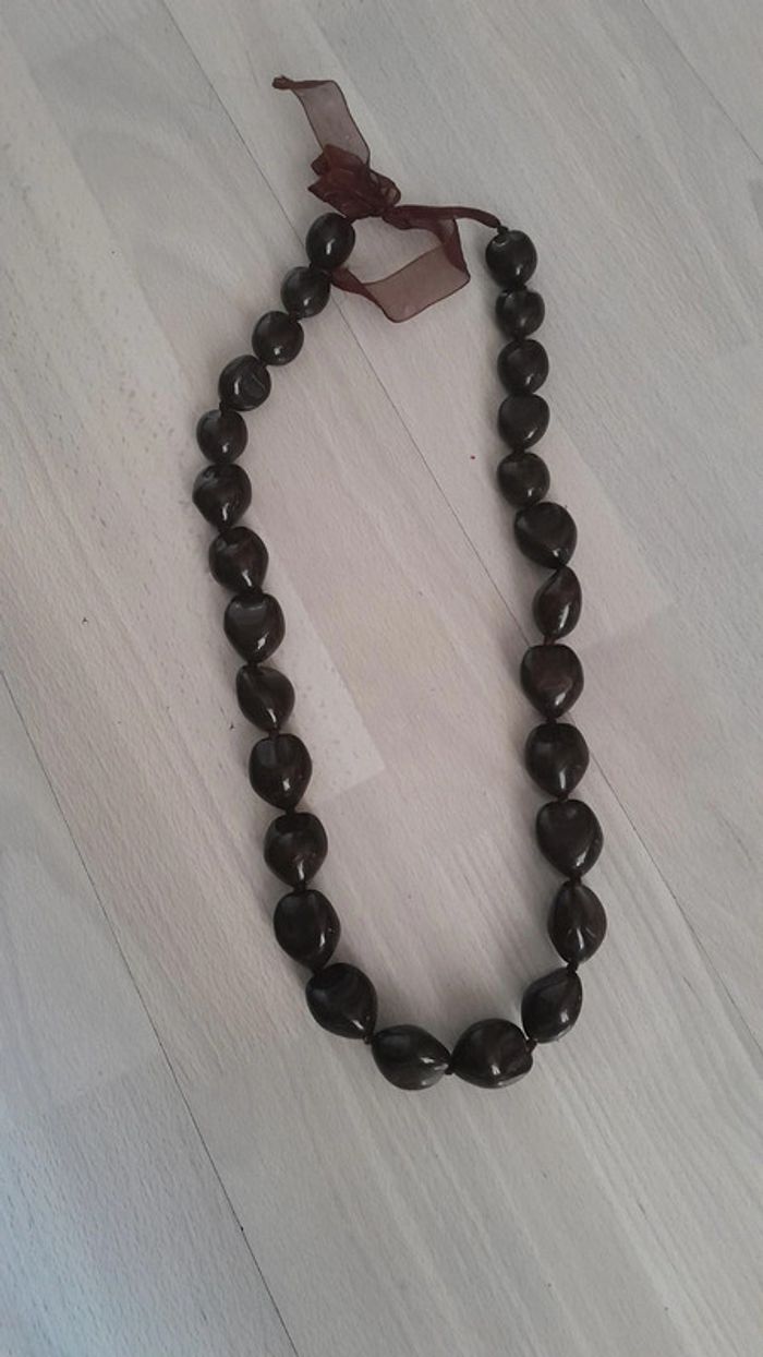 Magnifique sautoir chic réglable marron foncé - photo numéro 3