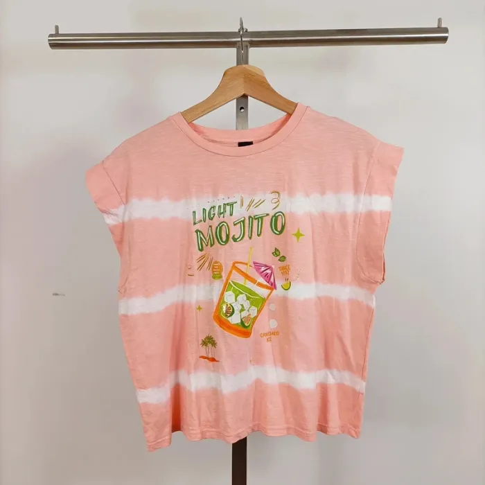 T-shirt tie & dye rose – imprimé Mojito – Taille S A682