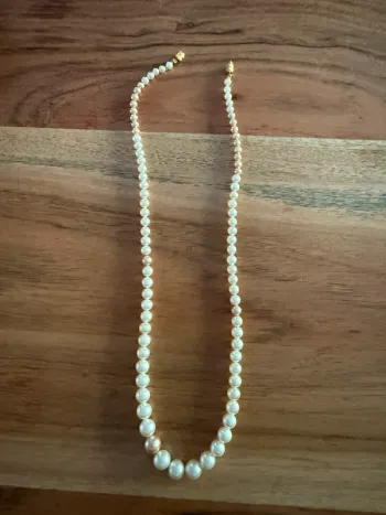Collier vintage perles beiges