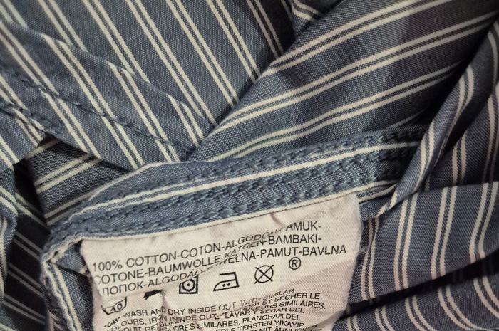 chemise levis homme taille S / 36 bleu à rayures blanches manches longues 100% coton Levi's - photo numéro 6