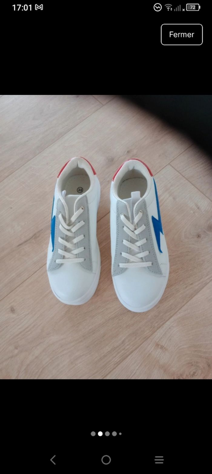 Baskets blanches style éclair 33 mixte c 80 - photo numéro 2