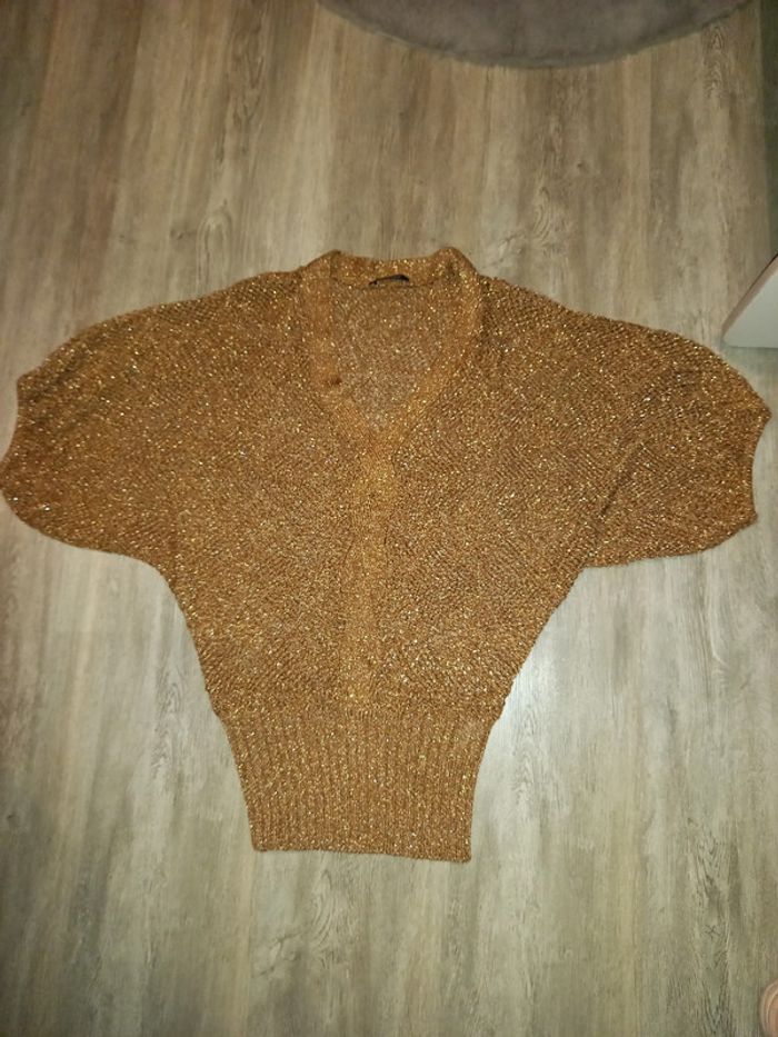 pull en maille dorée paillette brillant morgan de toi taille 36/38 - photo numéro 5