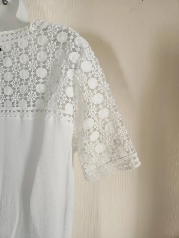 Blouse blanche manches dentelle courtes 123 36 - photo numéro 10