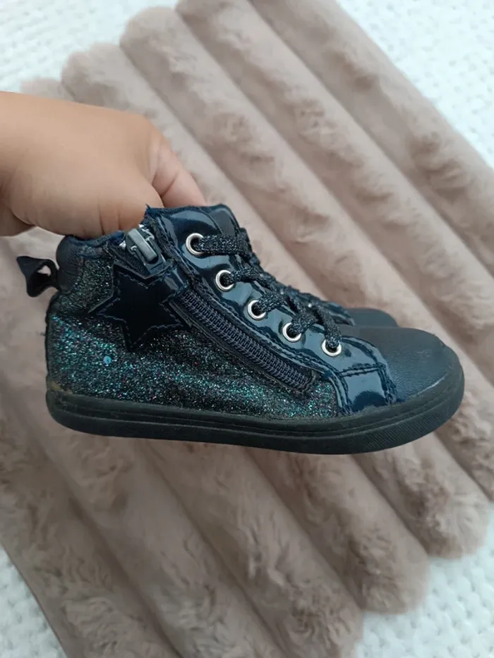 🔸 Chaussures Baskets Bleues Fermeture Éclair 24🔸 - photo numéro 3