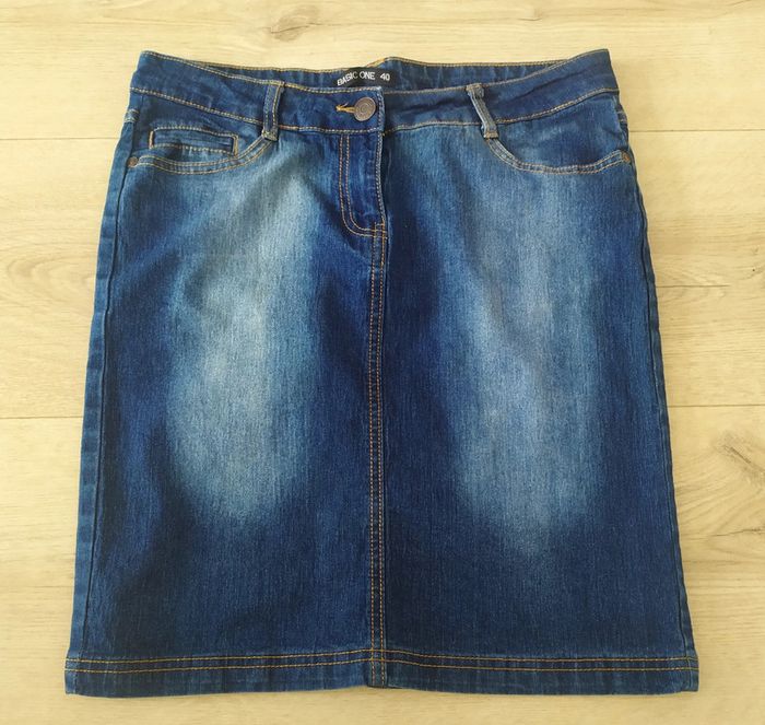 Jupe en jeans bleu femme taille 40 Basic One