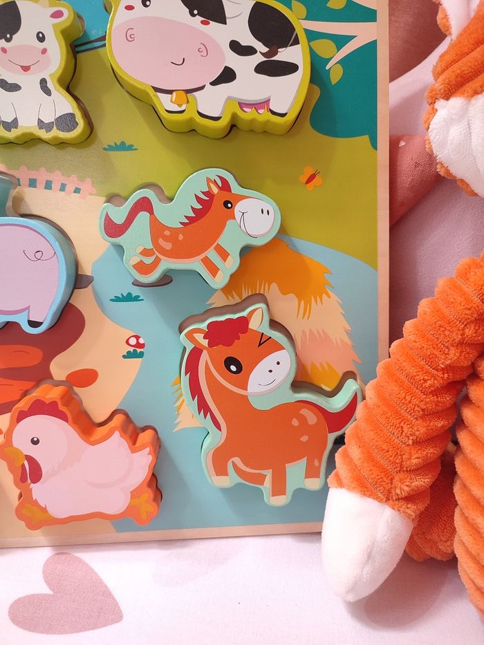 Puzzle en bois - Theme animaux de la ferme - Comme neuf - Kidway - photo numéro 2