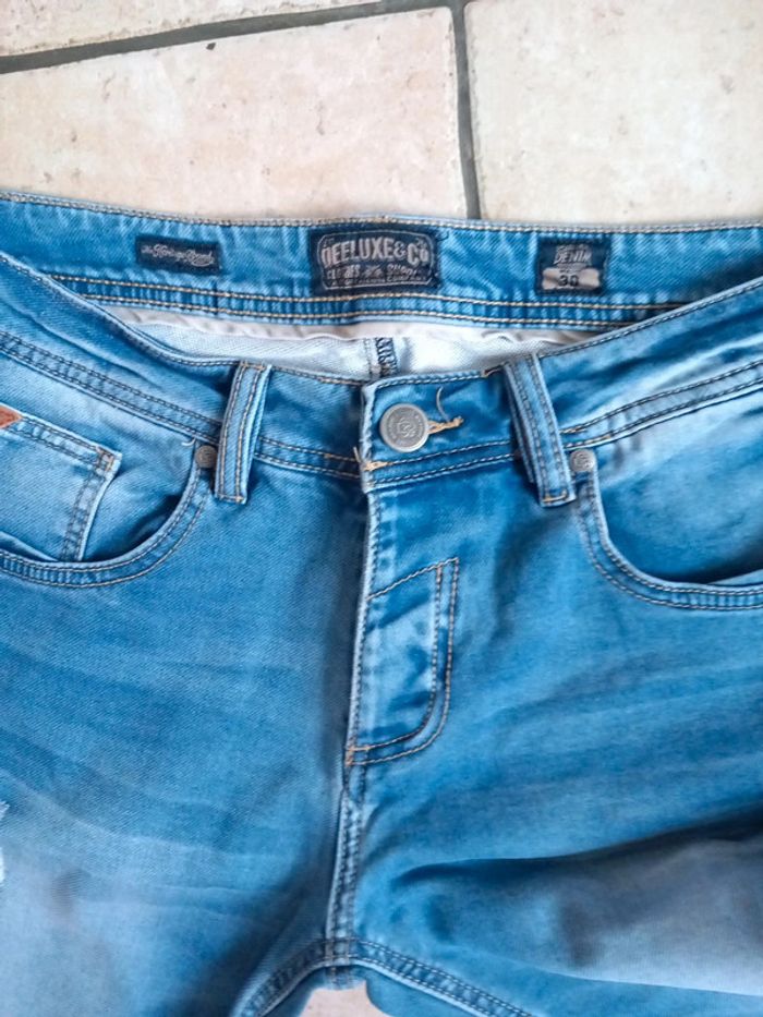 😷bermuda short coton jeans bleu TW30 Deeluxe &Co - photo numéro 5