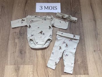 Ensemble body + legging + bandeau petit 3 mois