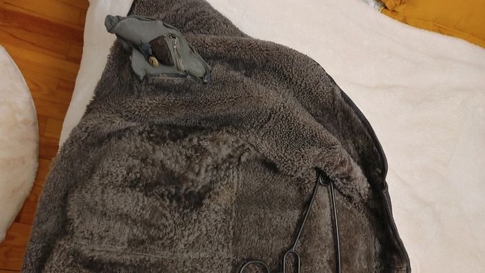 Beau manteau Vintage en peau de mouton retourné shearling monotone sheepskin fourrure lainée - photo numéro 7