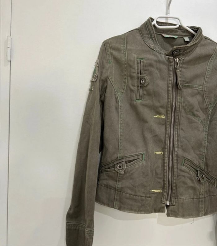 Veste en jean Mango Kaki taille 38 - photo numéro 2