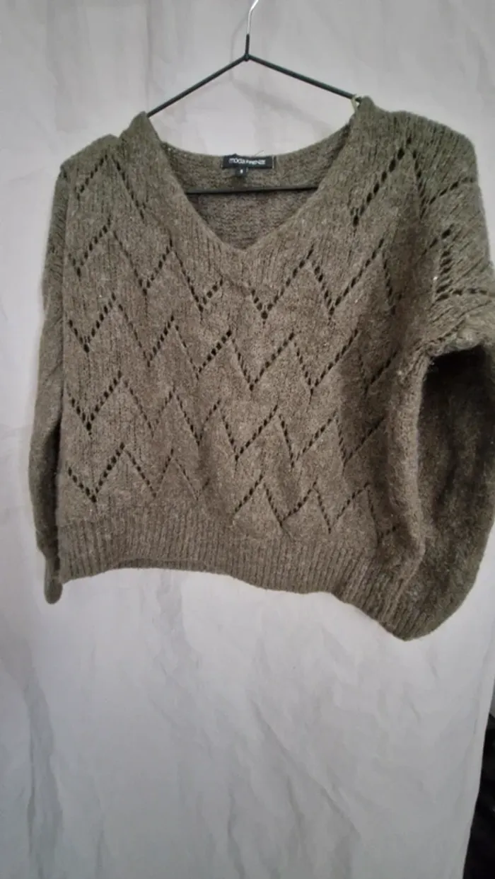 Pull leger vert kaki femme taille s - photo numéro 4