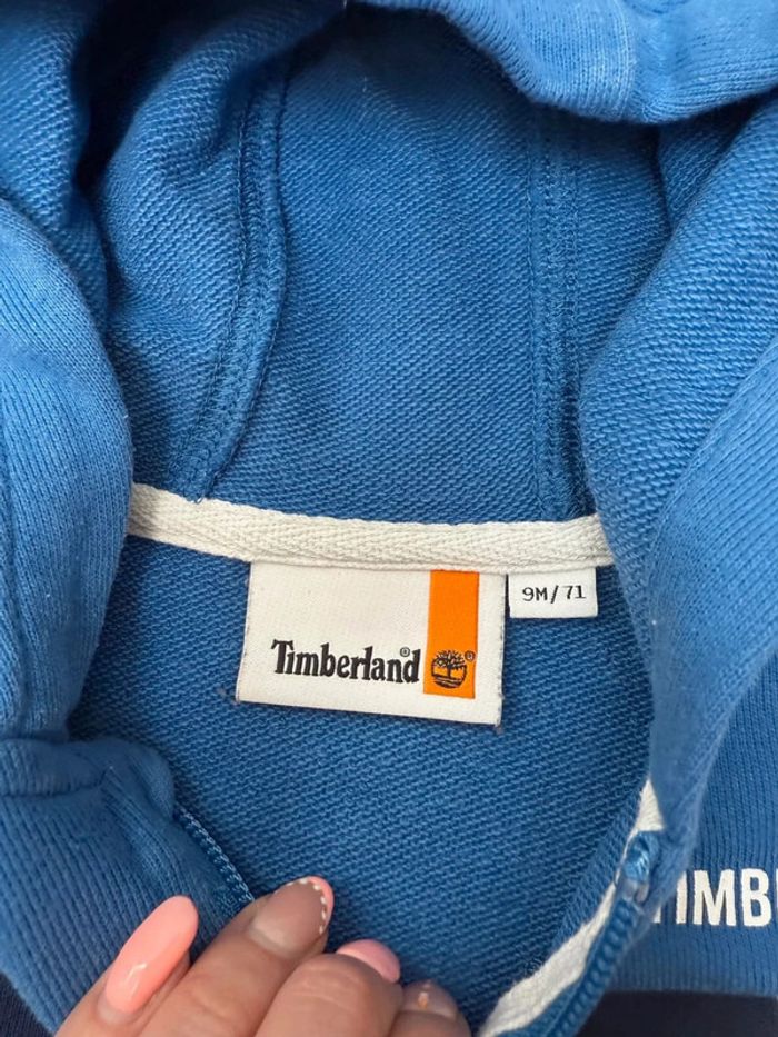 Sweat à capcuhe zippé Timberland garçon taille 9 mois très bon état - photo numéro 3