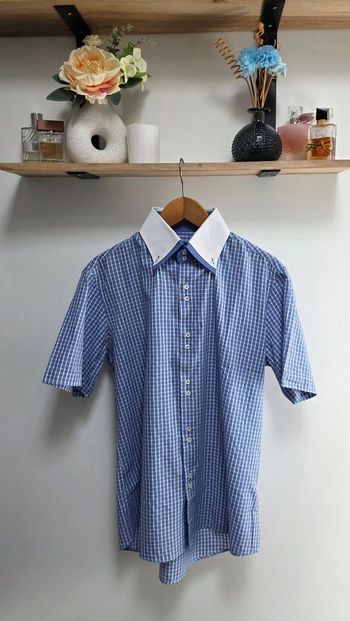 Chemise Giorgio Morello Bleue et Blanche à Carreaux Très Bon État Taille L (41/42) Homme MC