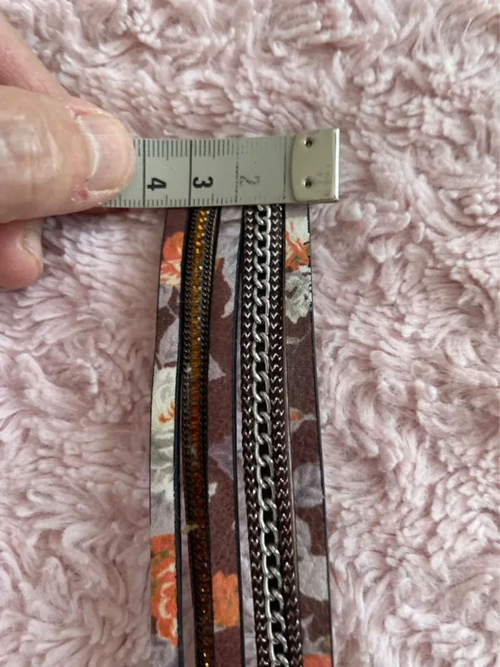 Bracelet manchette marron et imprimé fleur - photo numéro 3