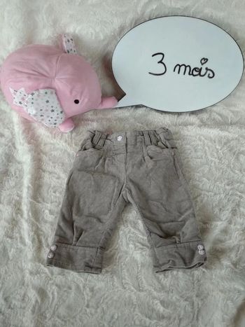 Pantalon velours Fille 3 mois Biche Baby club