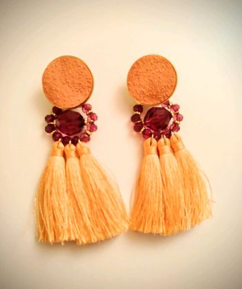 Boucles d'oreilles Mango pompons orange