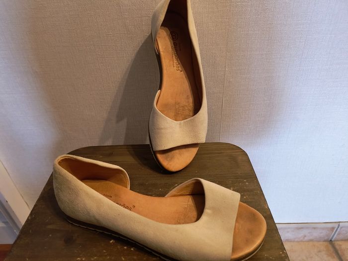 Chaussures été femme daim beige - photo numéro 2