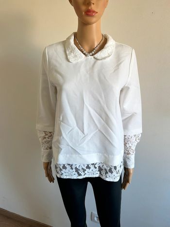 Blouse blanche avec dentelle An’ge taille 1 jamais portée