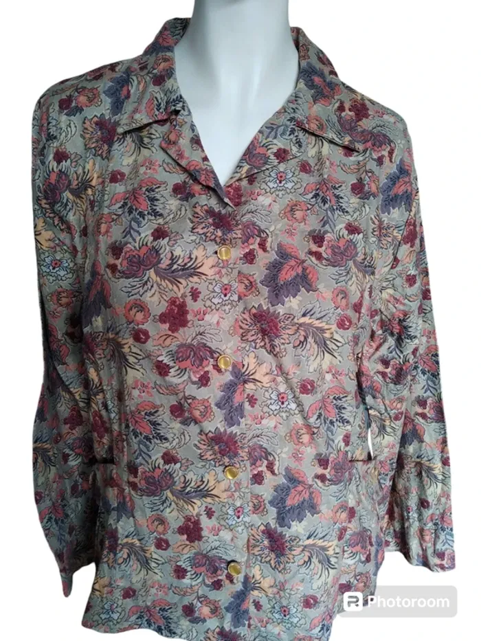 Chemise chemisier tunique printemps automne fleurs flower vintage retro country cottage core - photo numéro 2