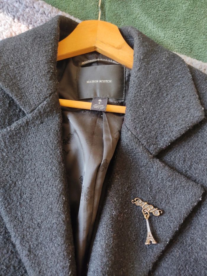Manteau noir femme laine XL 42 Maison Scotch Bon état - photo numéro 2