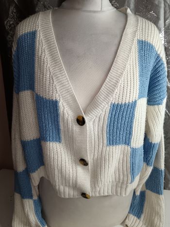 Gilet à carreaux bleu blanc