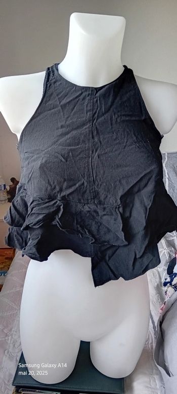 Top court débardeur avec volants assymetrique noir femme S zara w&b collection