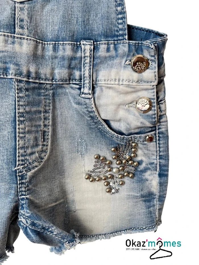 Salopette jean bleu denim (perles et sequins) - Magic girl 4 ans - photo numéro 3