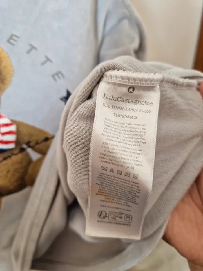 Haut velours ourson lulu castagnettes gris taille s - photo numéro 5