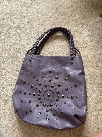 Sac cabas à clous similicuir violet