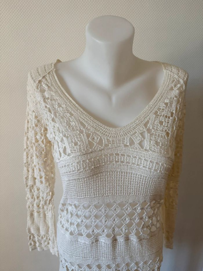 Robe de plage beige neuve en crochet taille M springfield - photo numéro 3