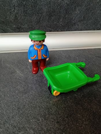 Homme et brouette playmobil 123 junior