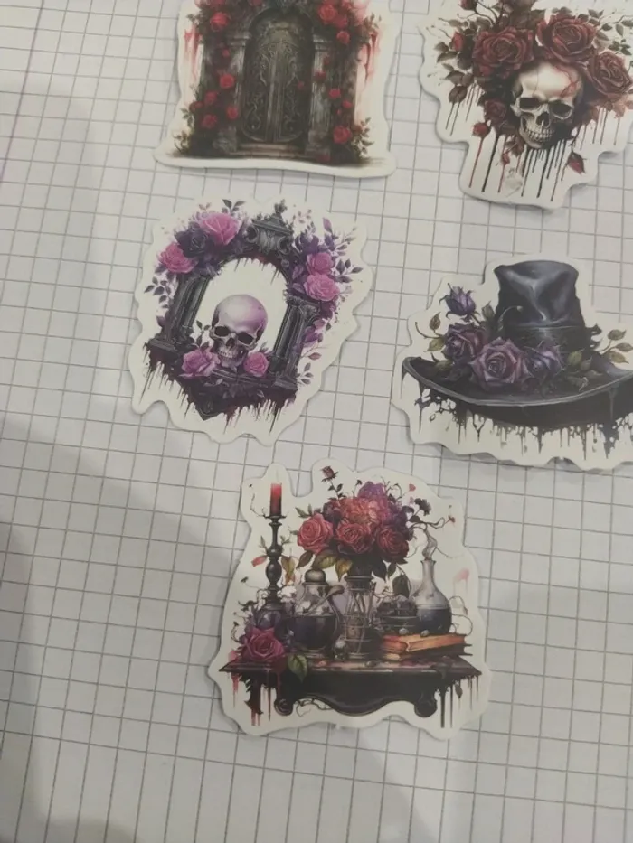 Lot d'autocollants thème roses gothique (lot B) - photo numéro 4