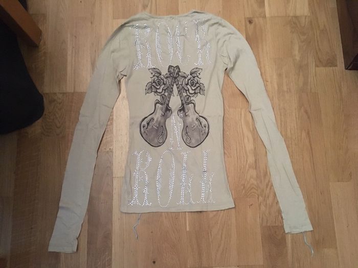 Beau t-shirt beige motifs rock xs - photo numéro 2