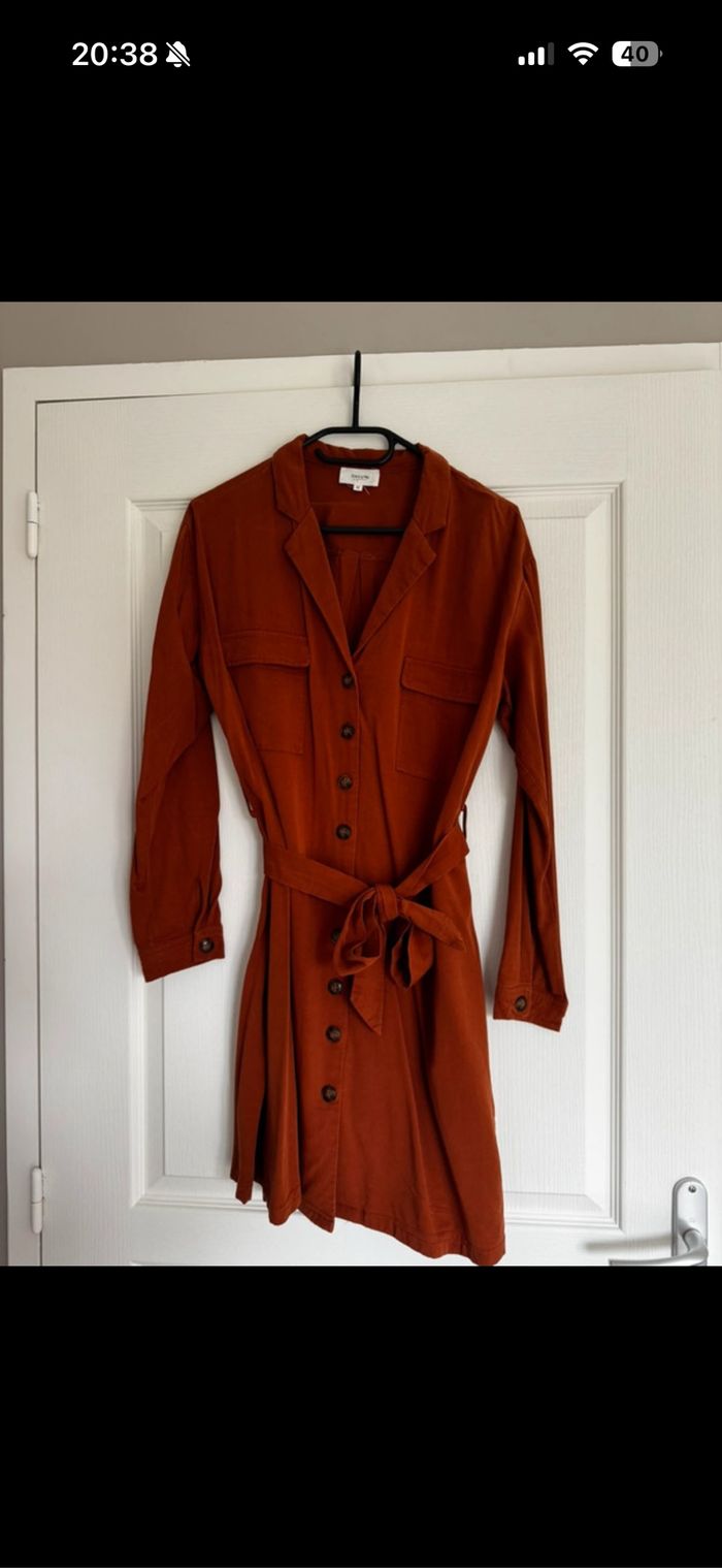Robe chemise orange/marron