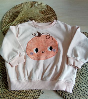 Sweat abricot avec impression citrouille H&M taille 3/4 ans