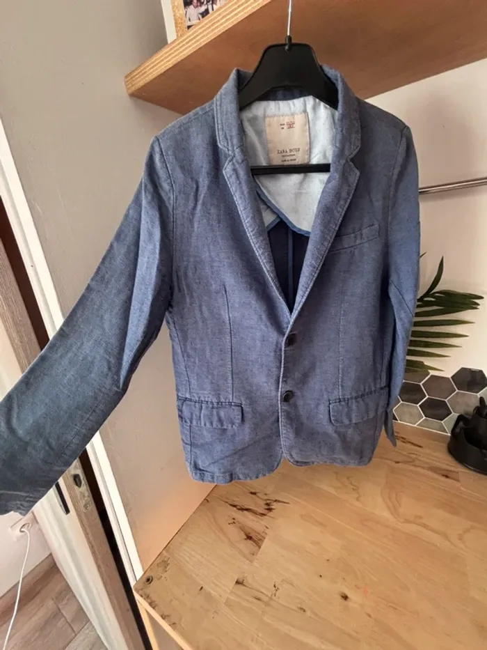 Blazer en lin bleu jean clair • Zara • 11/12 ans - photo numéro 4