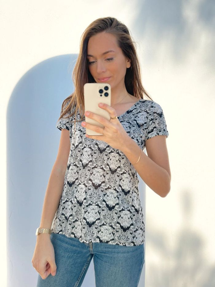 Tee shirt manches courtes à motifs Naf Naf - photo numéro 4