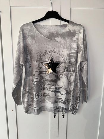 Pull fin  l’étoile mixte, guérit, strass , taille unique